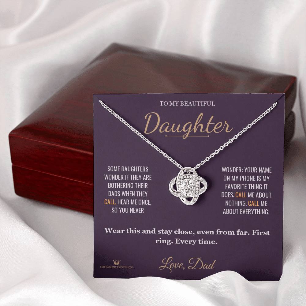 Answer On the First Ring - Love Knot Necklace for Daughter