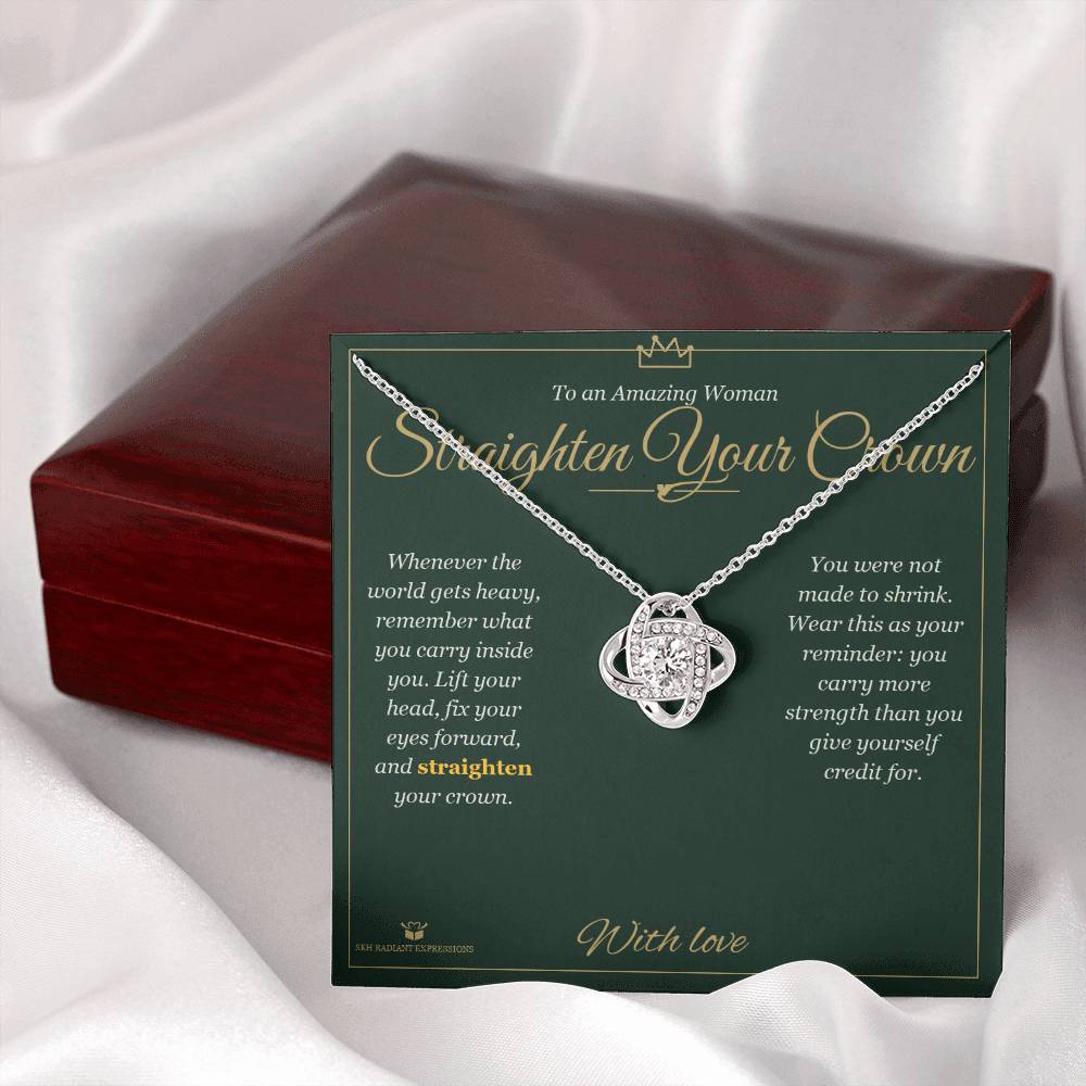 Love Knot Necklace engraved with your own words for grandmother