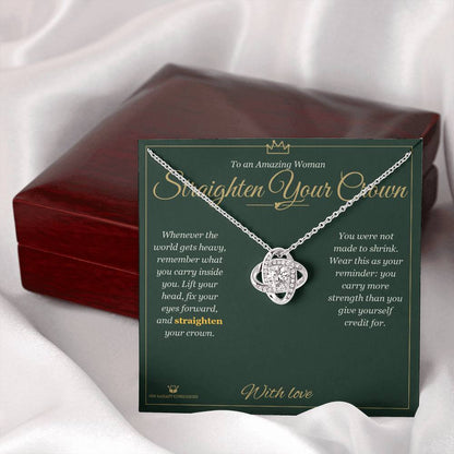 Love Knot Necklace engraved with your own words for grandmother