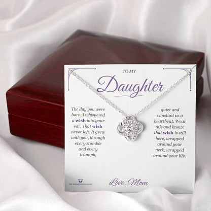 Love Knot Necklace engraved with your own words for daughter