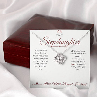 Custom name-personalized Love Knot Necklace gift for stepdaughter