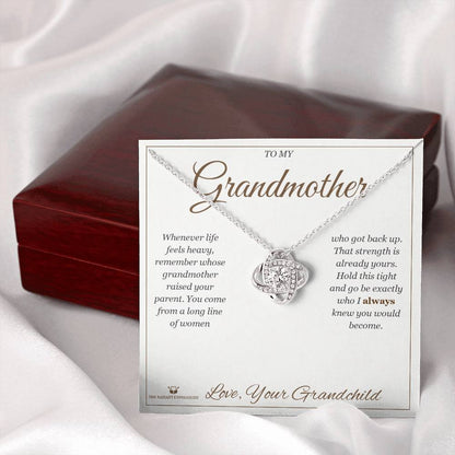 Custom name-personalized Love Knot Necklace gift for grandmother