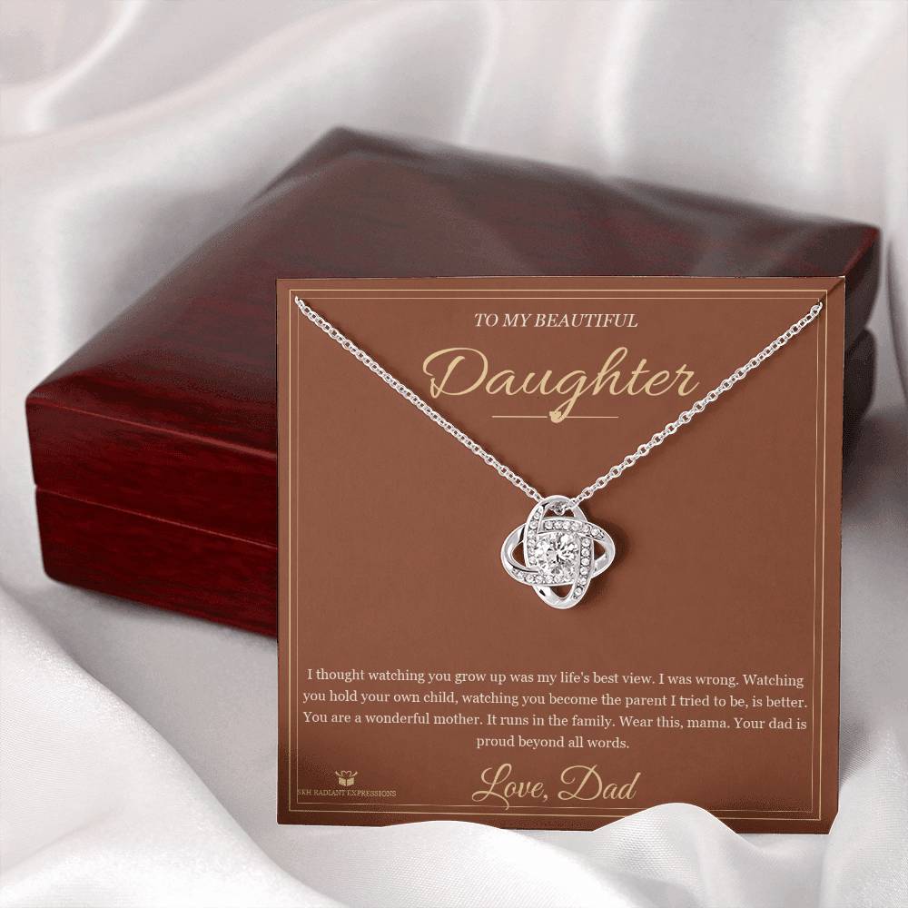 Watching You Become a Mother - Love Knot Necklace for Daughter - personalized keepsake gift from SKH Radiant Expressions