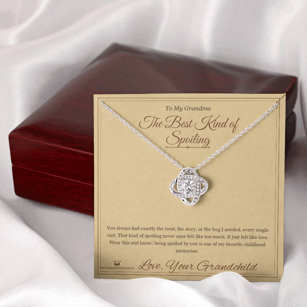The Best Kind of Spoiling - Love Knot Necklace for Grandmother - personalized keepsake gift from SKH Radiant Expressions