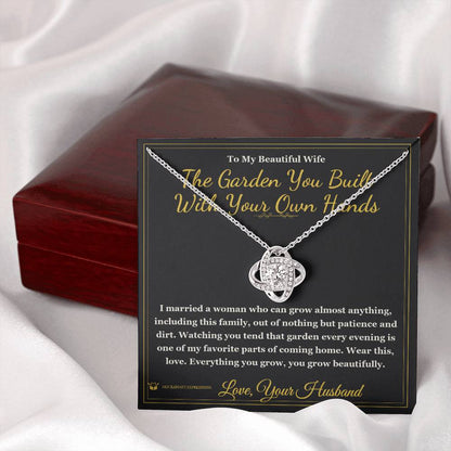 Love Knot Necklace with personalized message card for wife