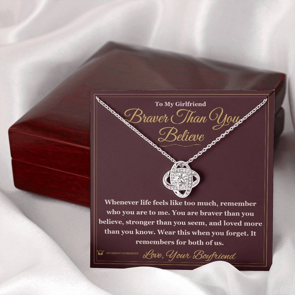 Love Knot Necklace with personalized message card for girlfriend