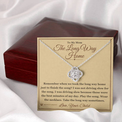 Love Knot Necklace with personalized message card for mom