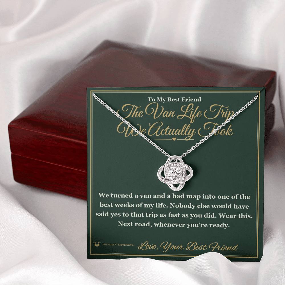 Love Knot Necklace with personalized message card for best friend