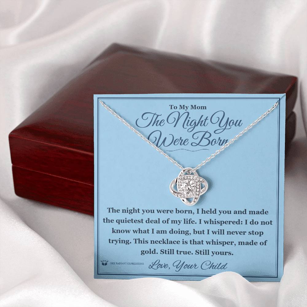 Love Knot Necklace with personalized message card for mom