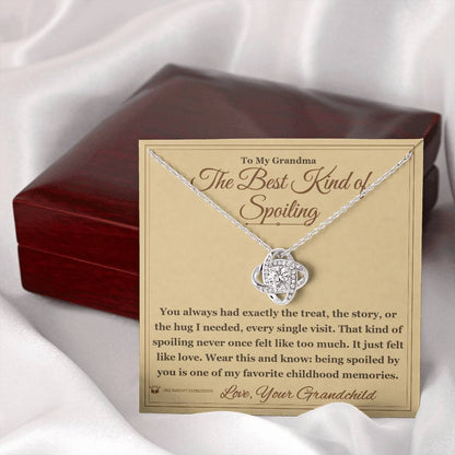 Love Knot Necklace with personalized message card for grandmother