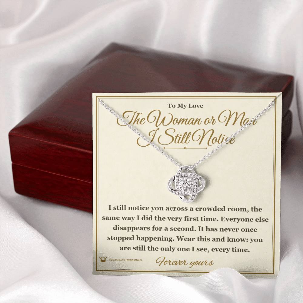 Love Knot Necklace with personalized message card for partner