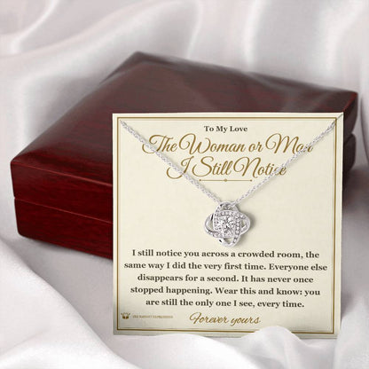 Love Knot Necklace with personalized message card for partner