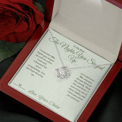 Love Knot Necklace engraved with your own words for mom