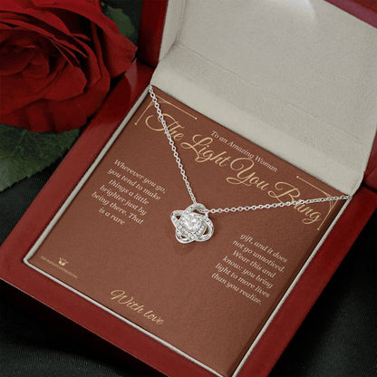 Love Knot Necklace engraved with your own words for her