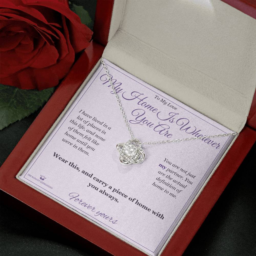Love Knot Necklace engraved with your own words for partner