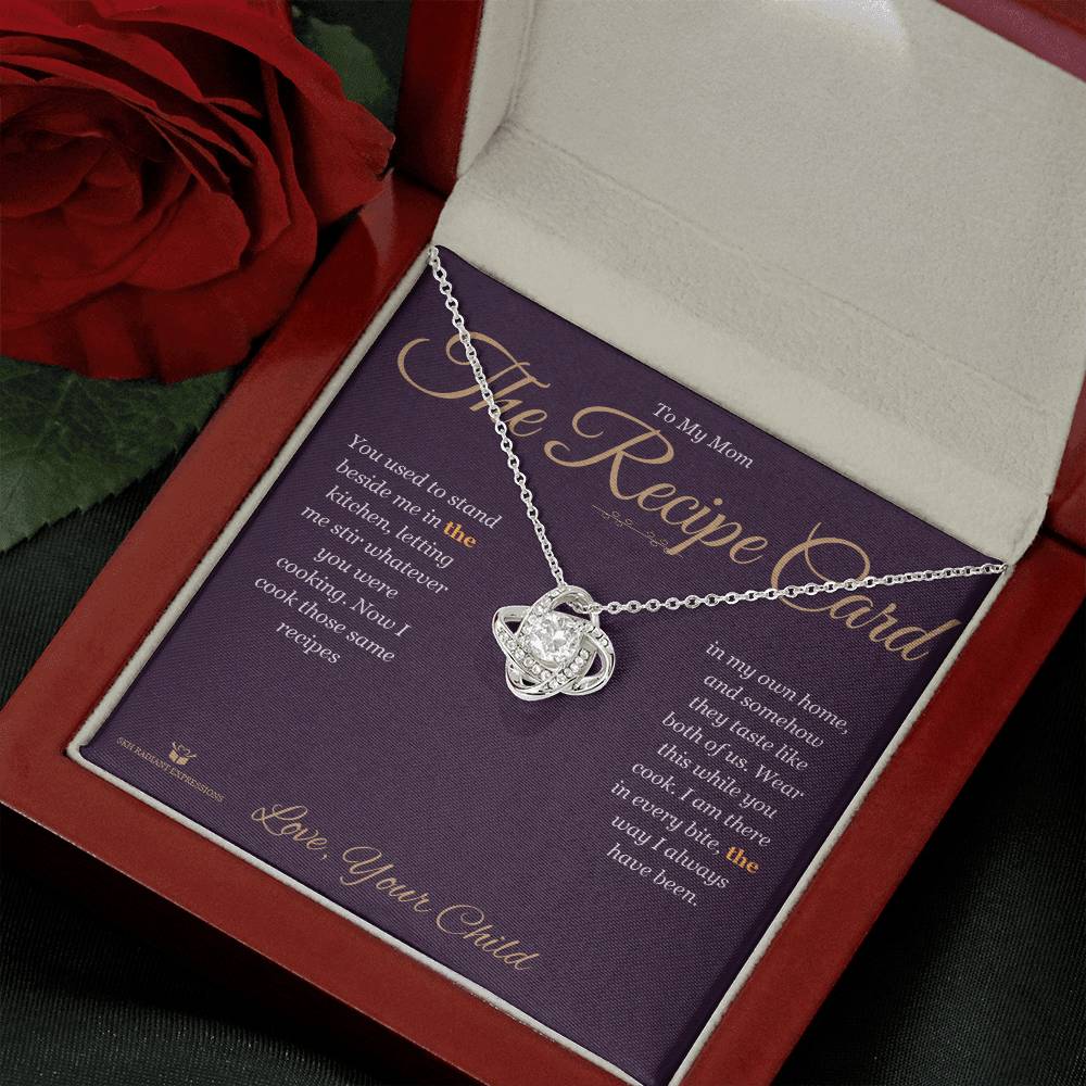 Love Knot Necklace engraved with your own words for mom