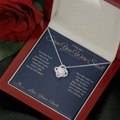 Love Knot Necklace engraved with your own words for niece