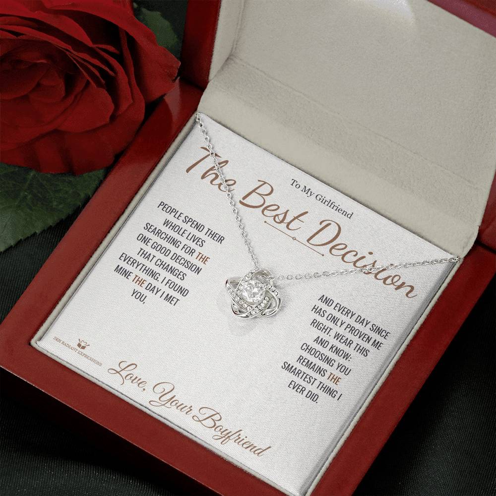 Love Knot Necklace engraved with your own words for girlfriend