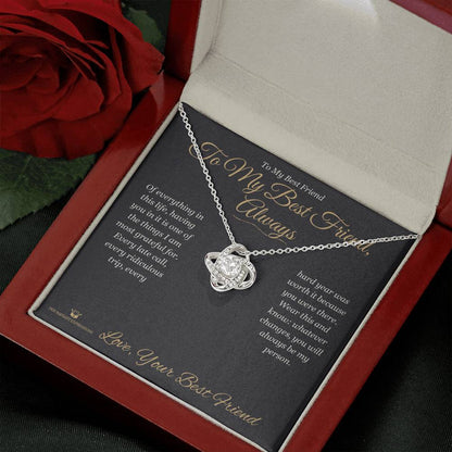 Love Knot Necklace engraved with your own words for best friend