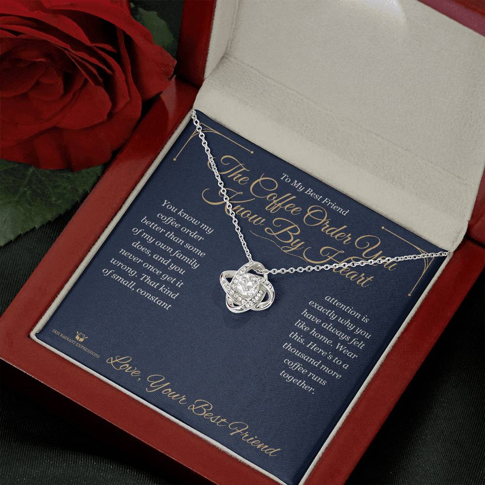 Love Knot Necklace engraved with your own words for best friend