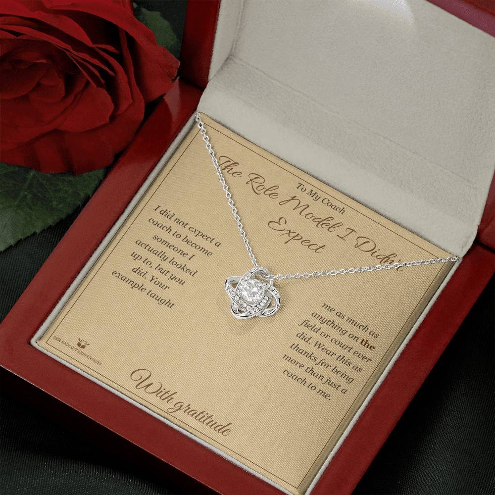 Love Knot Necklace engraved with your own words for coach