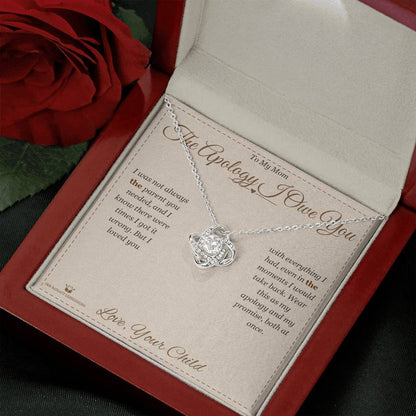 Love Knot Necklace engraved with your own words for mom