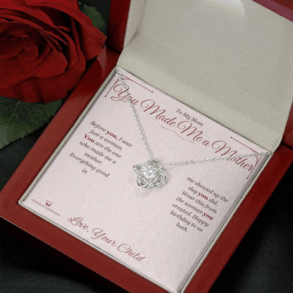 Love Knot Necklace engraved with your own words for mom