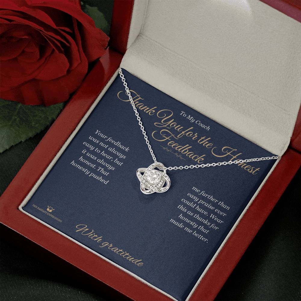 Love Knot Necklace engraved with your own words for coach