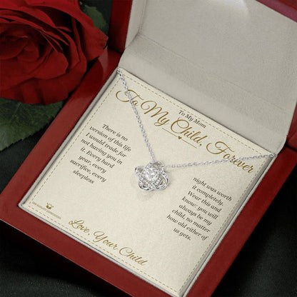 Love Knot Necklace engraved with your own words for mom