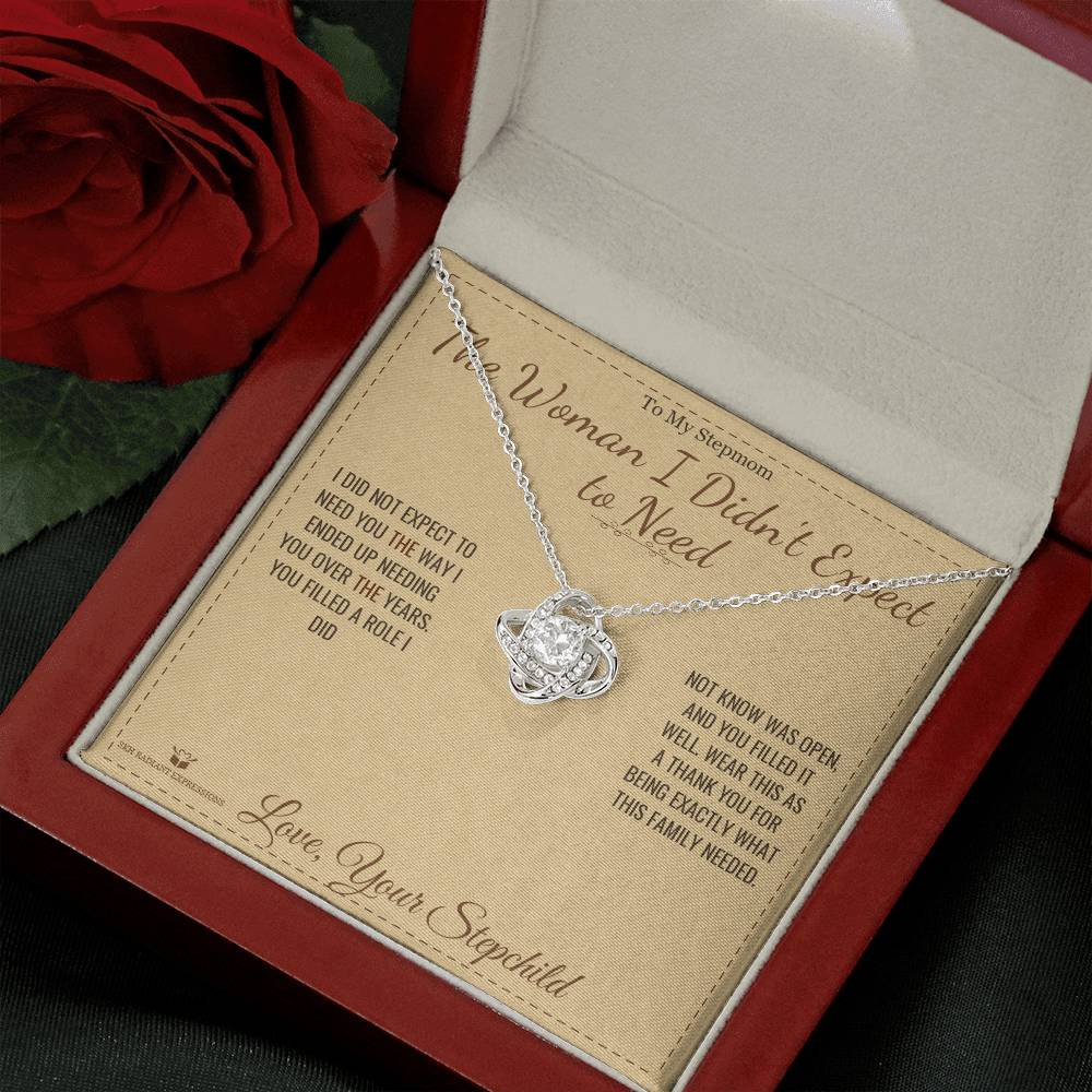 Love Knot Necklace engraved with your own words for stepmom