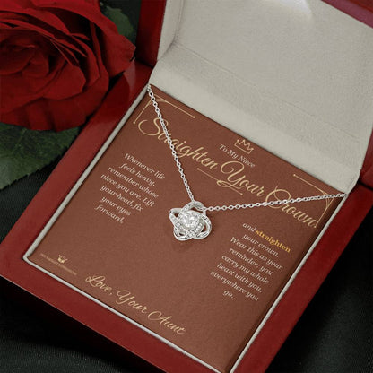 Love Knot Necklace engraved with your own words for niece