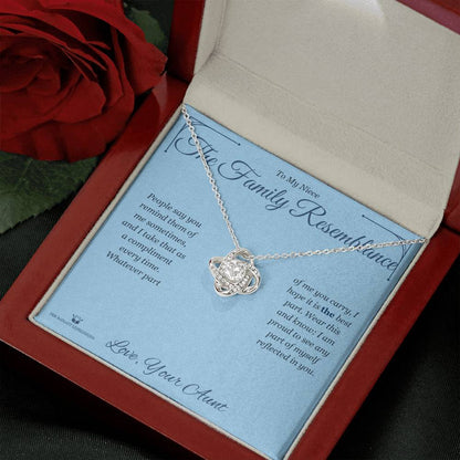 Love Knot Necklace engraved with your own words for niece