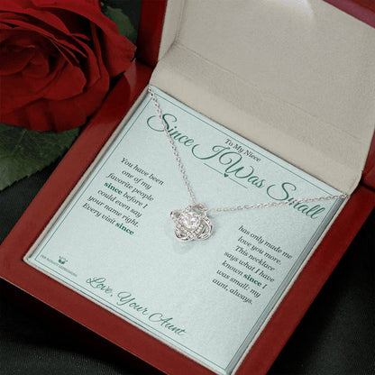 Love Knot Necklace engraved with your own words for niece