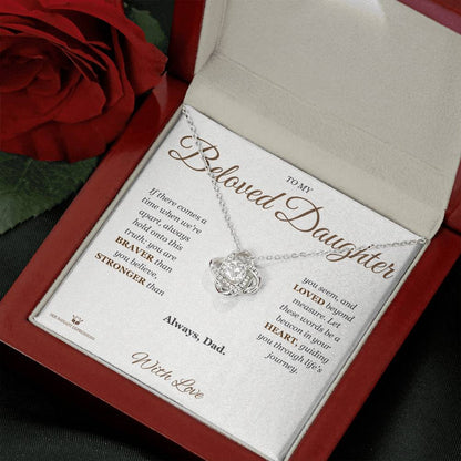 Love Knot Necklace engraved with your own words for daughter