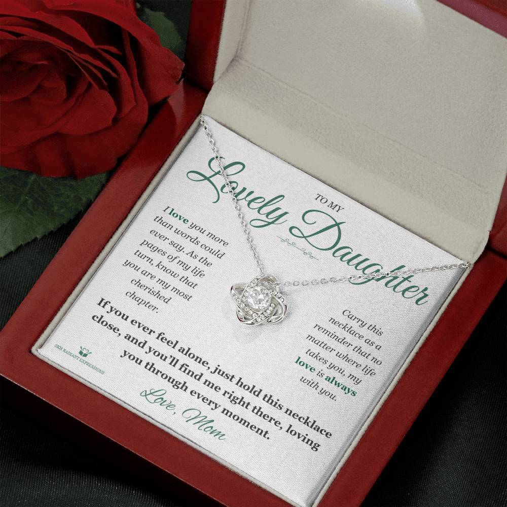 Love Knot Necklace engraved with your own words for daughter