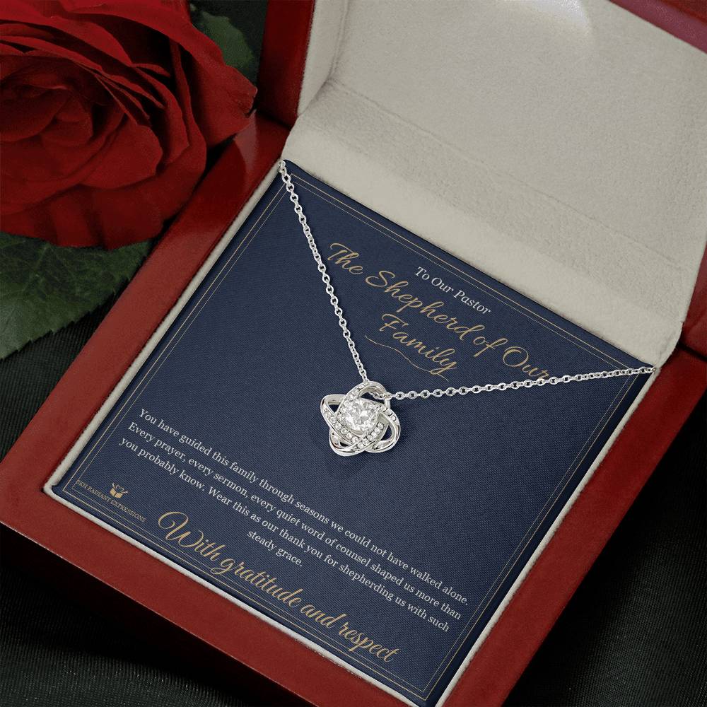 The Shepherd of Our Family - Love Knot Necklace for Pastor - personalized keepsake gift from SKH Radiant Expressions