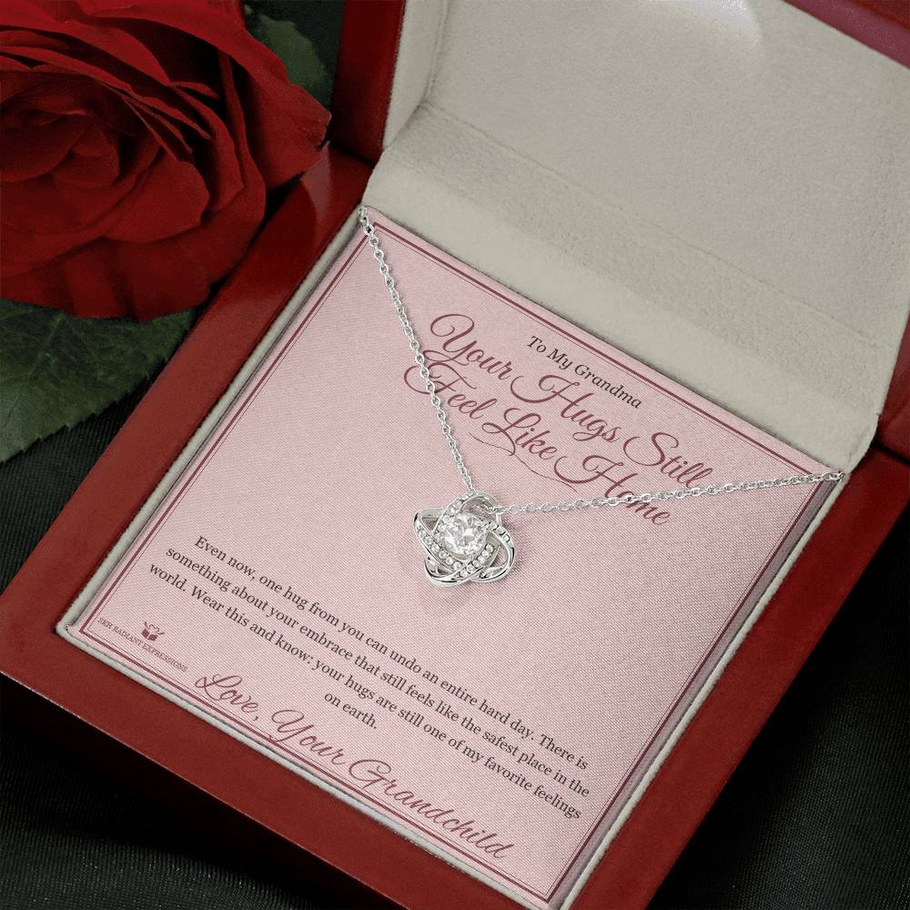 Your Hugs Still Feel Like Home - Love Knot Necklace for Grandmother - personalized keepsake gift from SKH Radiant Expressions