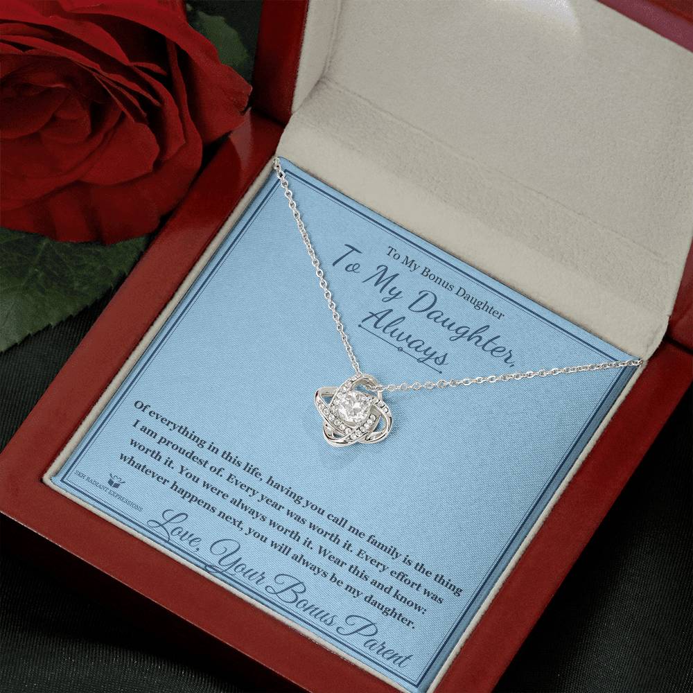 To My Daughter, Always - Love Knot Necklace for Stepdaughter - personalized keepsake gift from SKH Radiant Expressions