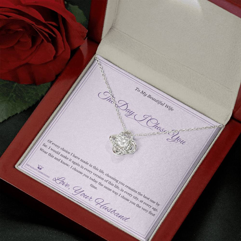 The Day I Chose You - Love Knot Necklace for Wife - personalized keepsake gift from SKH Radiant Expressions