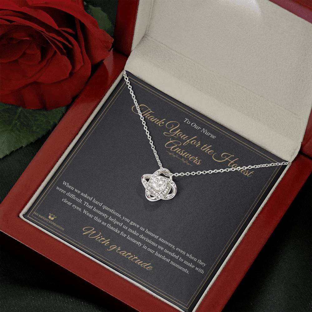 Thank You for the Honest Answers - Love Knot Necklace for Nurse - personalized keepsake gift from SKH Radiant Expressions