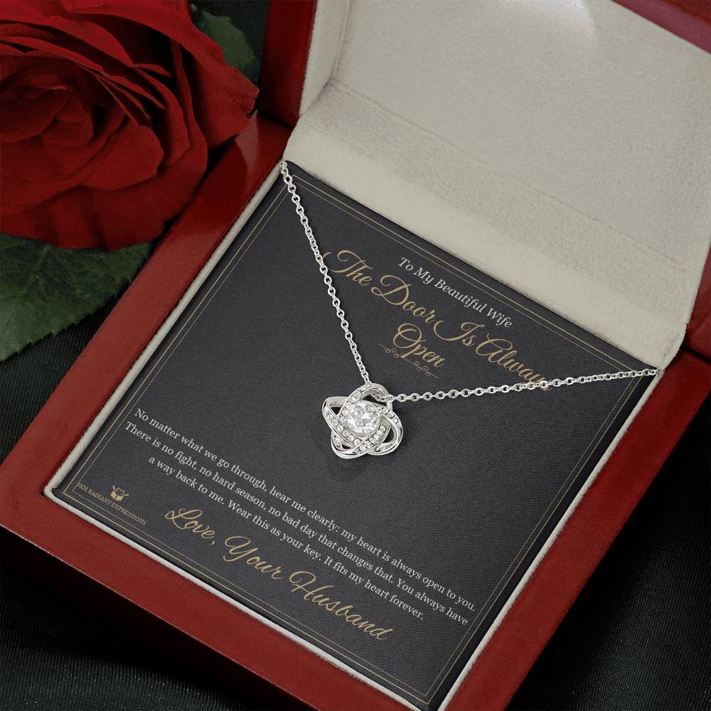 The Door Is Always Open - Love Knot Necklace for Wife - personalized keepsake gift from SKH Radiant Expressions