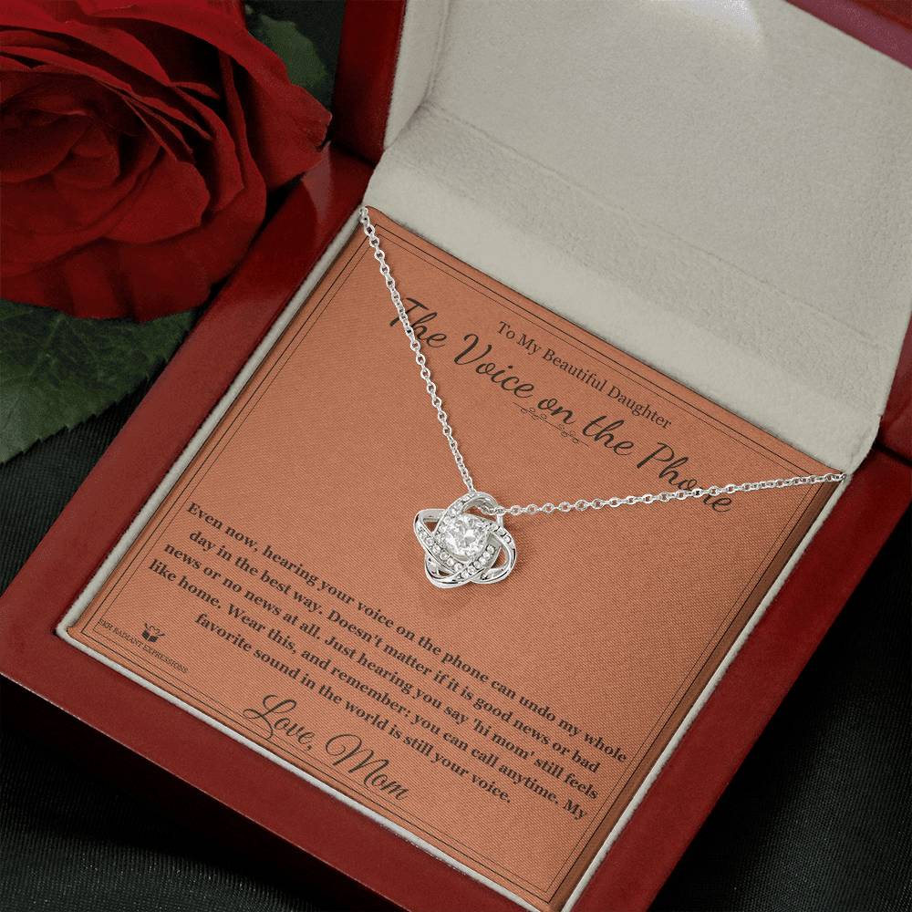 The Voice on the Phone - Love Knot Necklace for Daughter - personalized keepsake gift from SKH Radiant Expressions