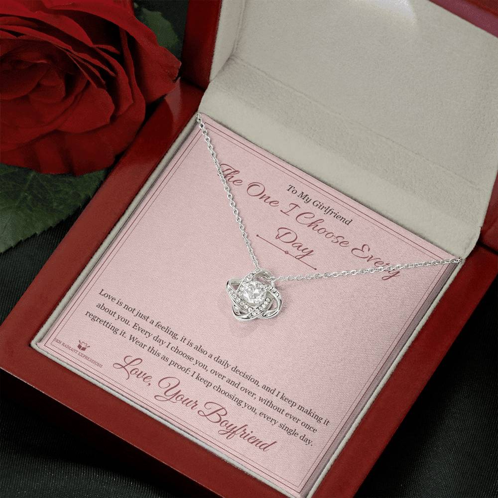 The One I Choose Every Day - Love Knot Necklace for Girlfriend - personalized keepsake gift from SKH Radiant Expressions