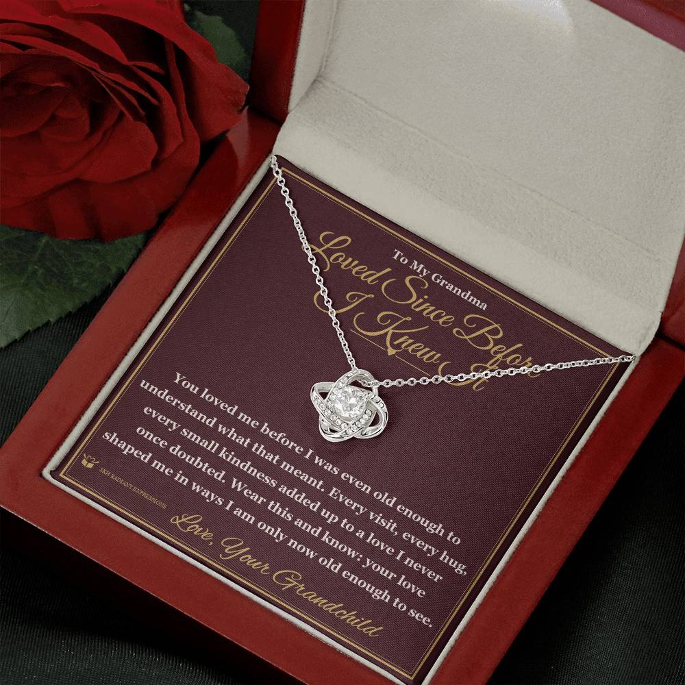 Love Knot Necklace with personalized message card for grandmother