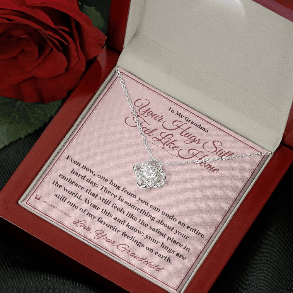 Love Knot Necklace with personalized message card for grandmother