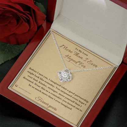Love Knot Necklace with personalized message card for partner