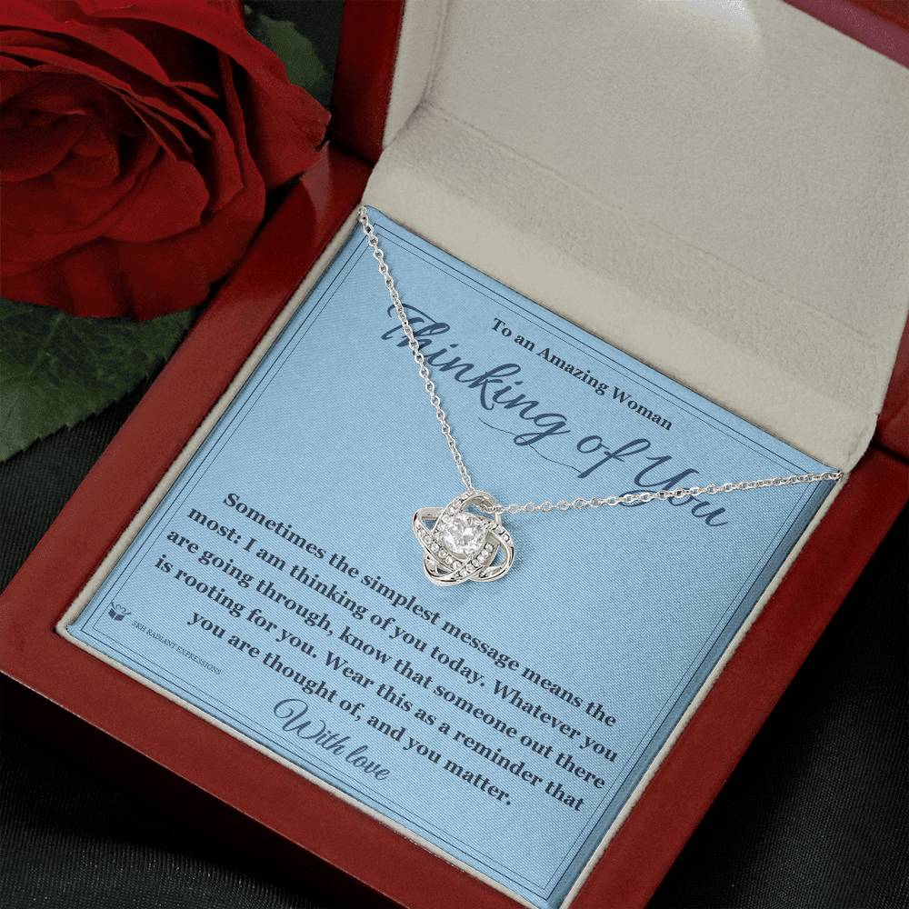 Love Knot Necklace with personalized message card for her