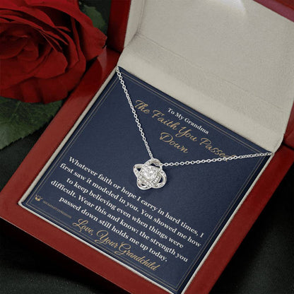 Love Knot Necklace with personalized message card for grandmother
