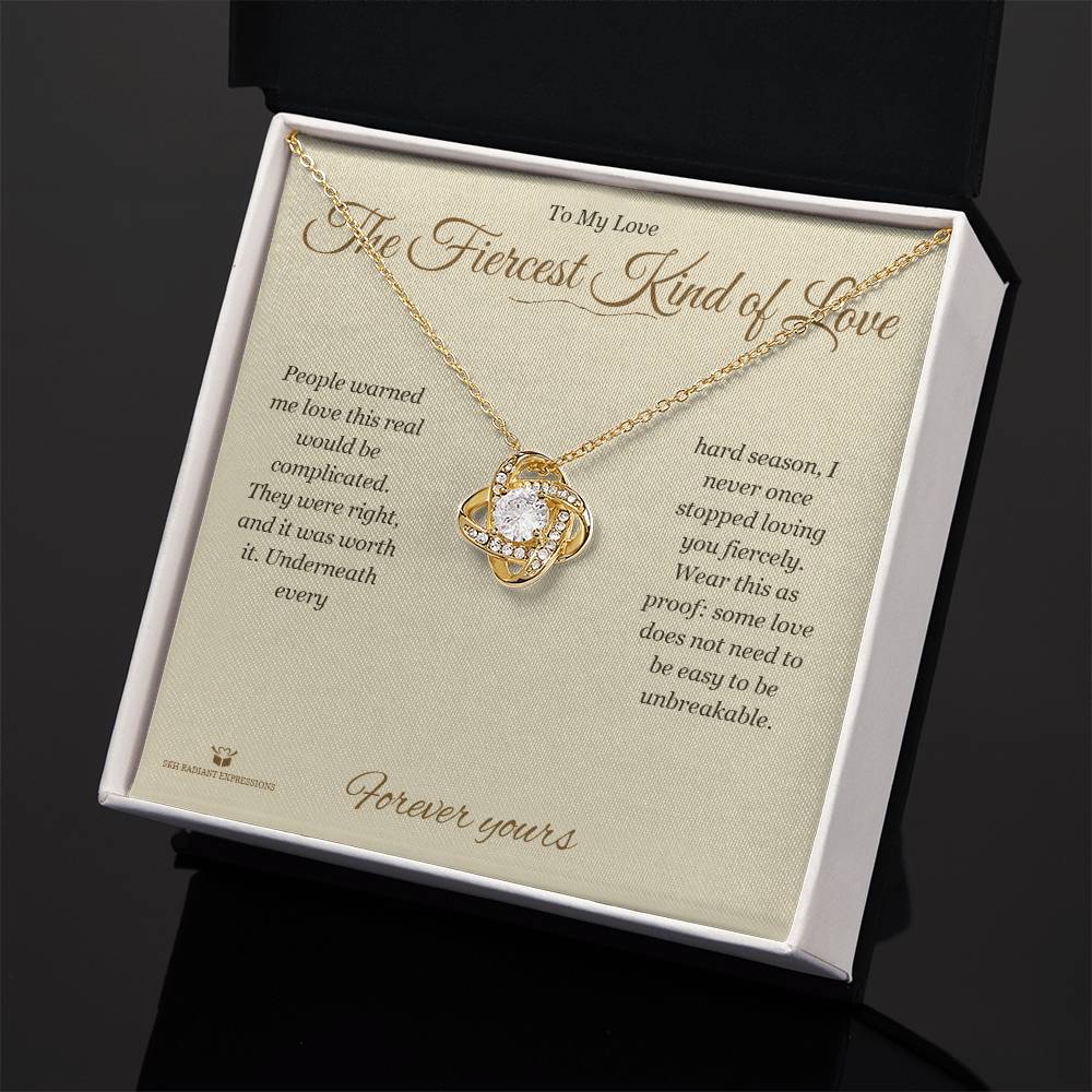 Engraved Love Knot Necklace with message for partner