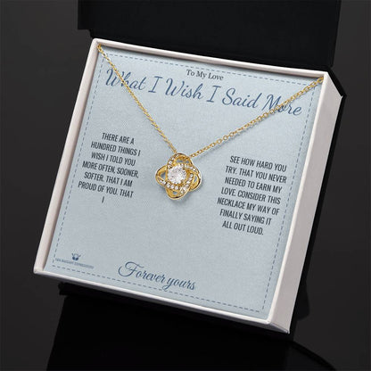 Engraved Love Knot Necklace with message for partner
